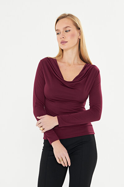 let s shine Drape Collar Sandy Long Sleeve Blouse - 738