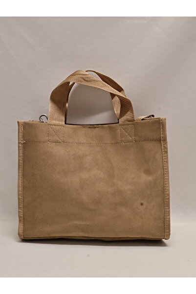 ICONE BAG Beige Suede Bag Beige Suede Hand and Shoulder Bag Beige Suede Bag Suede Tote Bag