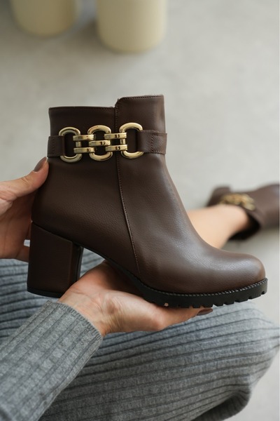 AUREA MILANO Γυναικεία παπούτσια με φερμουάρ και λεπτομέρεια με κοντό τακούνι...