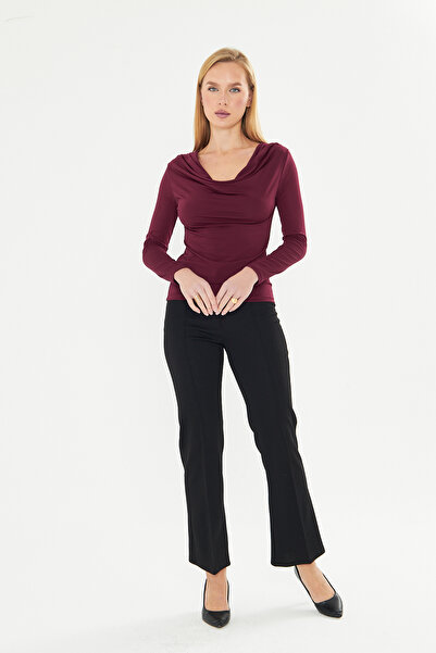 let s shine Drape Collar Sandy Long Sleeve Blouse - 738