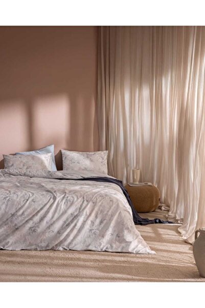 Madame Coco Perline Double 100% Cotton Ranforce Printed Duvet Cover Set - Gray