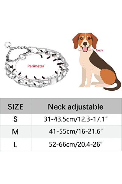 Monlida Dog Prong Collar, Pinch Collar with Quick Release Buckle, Adjustable Metal Choke Collar (M,