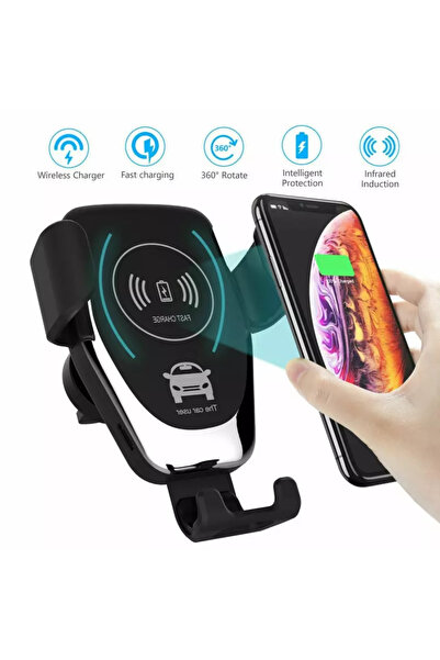 Gonga Incarcator auto universal, wireless, antisoc, antialunecare, rotire 360 °, Gonga® Negru