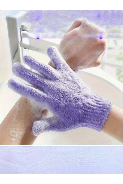 SOSYETEZGAHI 2'li Lila Banyo Ve Peeling Eldiveni Ölü Deri Atıcı Vücut Duş Kes...