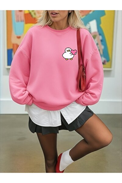 ArtYus Hanorac unisex cu mânecă lungă CUTE DUCK Transfer Ba cu imprimeu mărim...