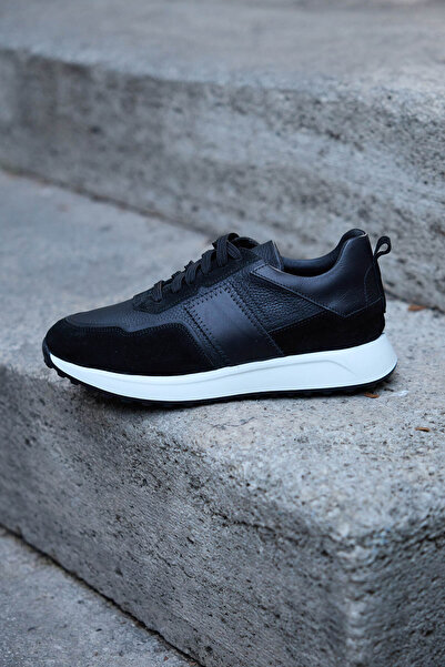 Vantaggio حذاء رياضي رجالي من الجلد الطبيعي بنسبة 100% باللون الأسود من مارفيلو