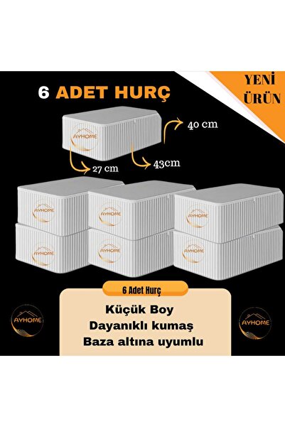 AYHOME 6 Adet - Antrasit Çizgili Baza Tipi Hurç _ Baza Altı Büyük Boy Saklama...