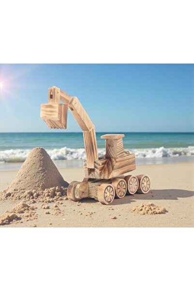 e-life shop لعبة حفارة خشبية طبيعية مصنوعة يدويًا، نموذج مركبة بناء، هدية خاص...