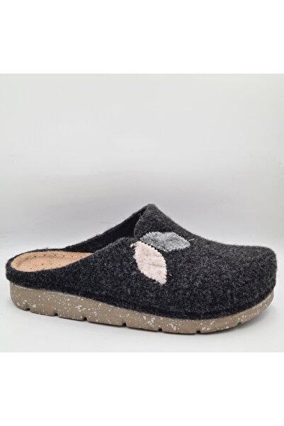 BENTO K-117.004 Black Felt Anatomical Women's Winter House Slippers