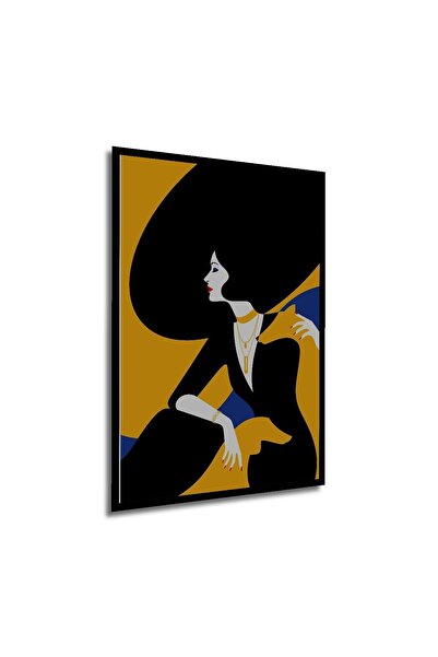 Caddemia Tablou decorativ din lemn, pătrat, cu siluete elegante de femei, pen...