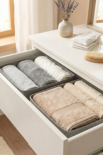 REKHOME 2-Piece Gray Drawer Cabinet Organizer Storage Box Children's and Baby's Room Organizer Set