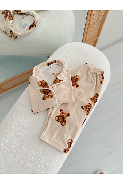 ZEYBERYAKİDS Mother with a Bear | Girls Pajama Set | Combination