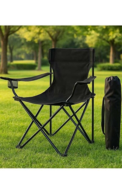 HOMEVEO Folding camping and garden chair – practical design in stylish black ...