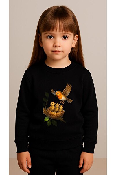 playwear Παιδικό Φούτερ Σετ Ρούχων με στάμπα FEEDING BIRD για Κορίτσια και Αγ...