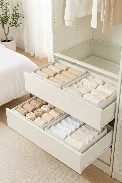 REKHOME 2-Piece White Drawer Cabinet Organizer Storage Box Children's and Baby's Room Organizer Set