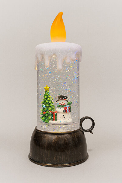 Craciun Decorative electric Christmas candle lamp – with snow and snowman