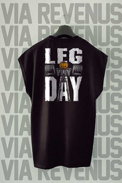 Vordevia Αθλητικό μπλουζάκι Leg Day Gym Back με τύπωμα με μη μανίκια, 100% βα...