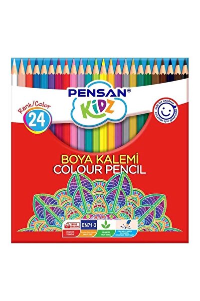 Pensan Kidz 24 Adet Renkli Kuru Boya Kalemi Seti Çocuklar İçin Eğlenceli Akti...