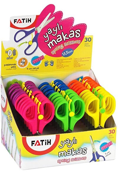 FATİH KALEM Fatih Makas Ruler Spring Loaded 30-Piece Stand