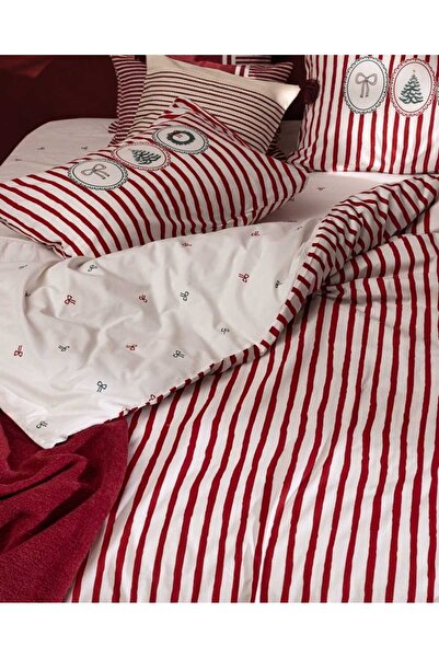 Madame Coco Celina Single 100% Cotton Ranforce Printed Duvet Cover Set - Red