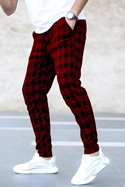 Madmext Burgundy Patterned Tracksuit 5435