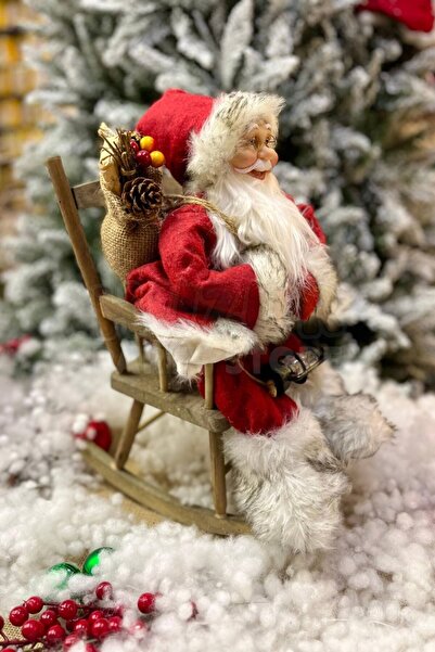 Genel Markalar Sallanan Sandalyeli Noel Baba 45x32 Cm Kırmızı Kürklü Gaz Lamb...