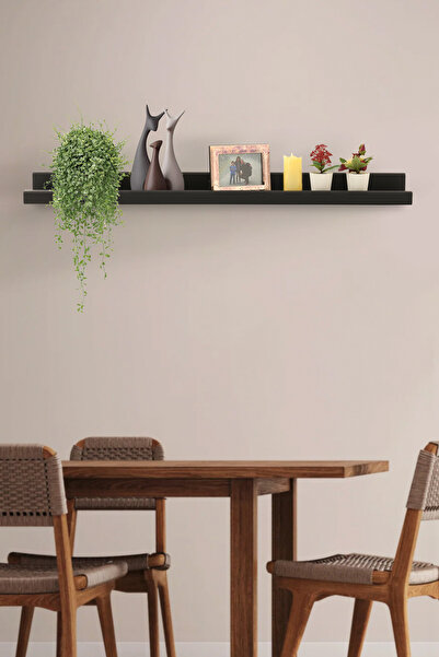 Trend Kitchen Lavento Siyah Ahşap Dekoratif Çerçeve Ve Aksesuar Rafı (100 cm )