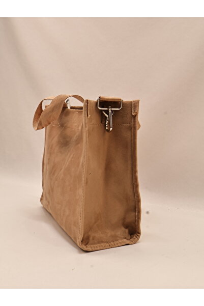 ICONE BAG Beige Suede Bag Beige Suede Hand and Shoulder Bag Beige Suede Bag Suede Tote Bag