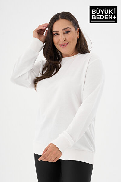 Superlife Women's Plus Size Crew Neck Slim Sweatshirt Spr24Bswk56