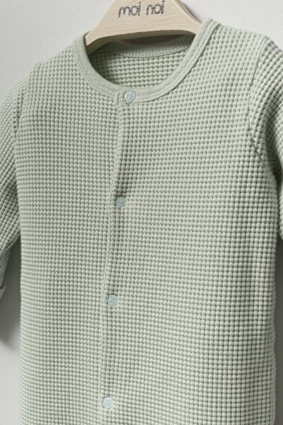 Moi Noi 100% Cotton Waffle Textured Hat Romper – Oeko-Tex Certified (Plum / Mint / Petrol)