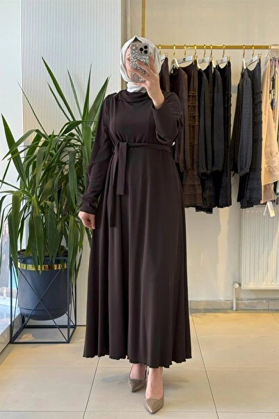 MissWhence 38803 Zipper Detailed Dress Brown