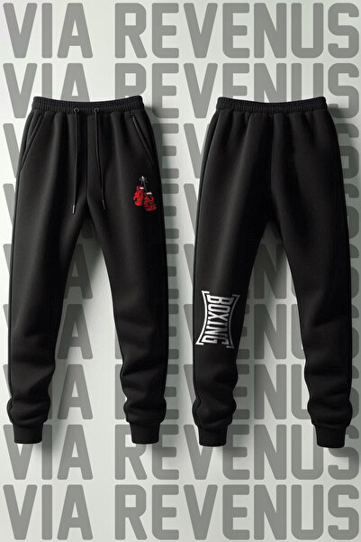 Vordevia Boxing Printed Leg Print Detailed 3-Thread Fleece-Lined Soft Fabric Tracksuit