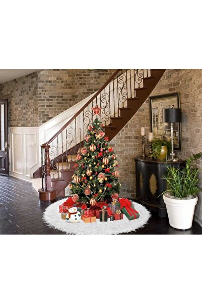 KNC EXCLUSİVE CLASSİC Luxury White Plush Christmas Tree Skirt |   Soft Fur-Looking Under-Tree Cover