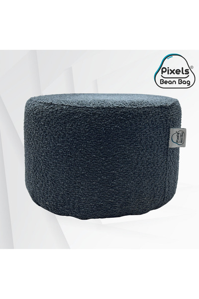 PixelsBeanBag Pixel Bean Bag Round Boucle Fabric Ottoman, for Living Room and Bedroom