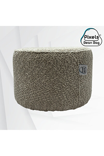 PixelsBeanBag Pixel Bean Bag Round Boucle Fabric Ottoman, for Living Room and Bedroom
