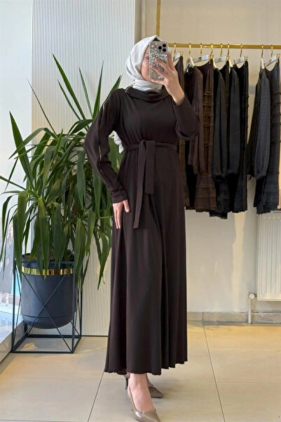 MissWhence 38803 Zipper Detailed Dress Brown