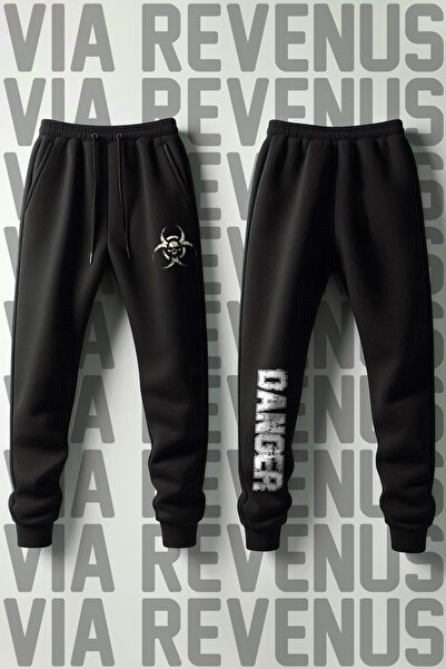 Vordevia Danger Printed Leg Print Detailed 3-Thread Fleece-Lined Soft Fabric Tracksuit