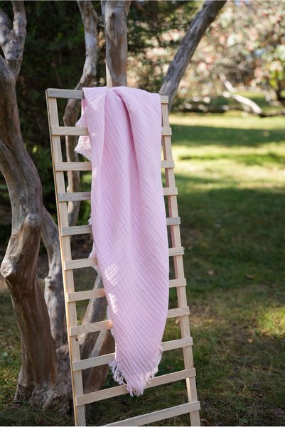 MİLABABY 4 Layers 100% Cotton Muslin Baby Blanket (90×110) Muslin Cover Baby Muslin Swaddle Fringed Muslin Pink