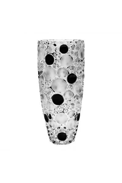 BOHEMİA CRYSTAL Vază de sticlă Crystal Bohemia Lisboa H35 cm transparent-negru