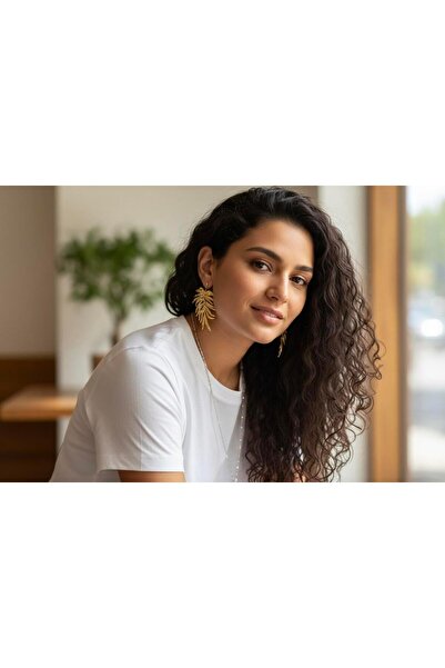 neslyaccessories Large Size Gold Leaf Earrings