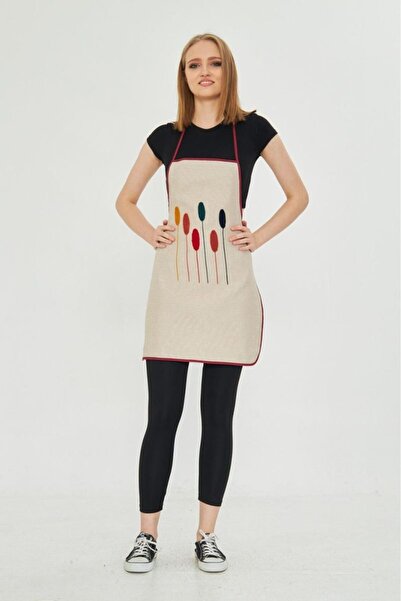 ESCE Kitchen Apron Beige Color Holiday Style Stylish Liquid-Proof