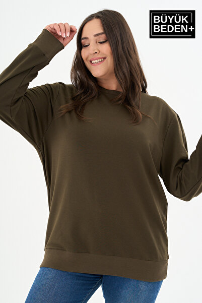 Superlife Women's Plus Size Crew Neck Slim Sweatshirt Spr24Bswk56