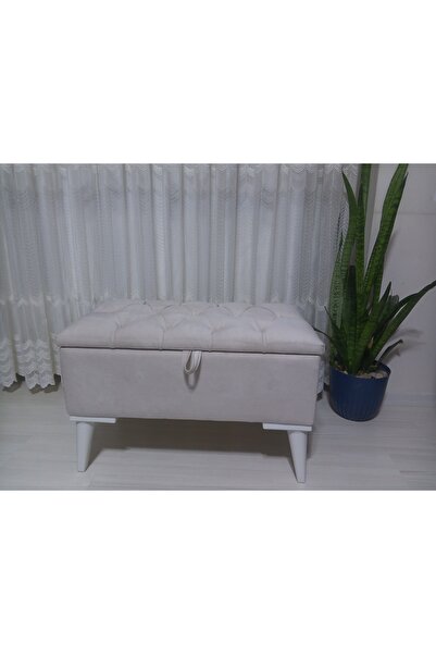 gürel Sandıklı puf bench ayakucu beybifes krem kumaş