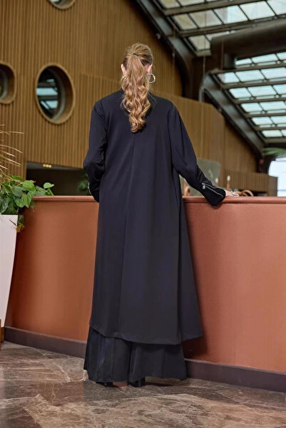 MissWhence Ribbed Detailed Top Coat 38404 Black