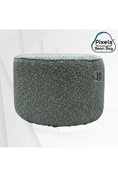 PixelsBeanBag Pixel Bean Bag Round Boucle Fabric Ottoman, for Living Room and Bedroom