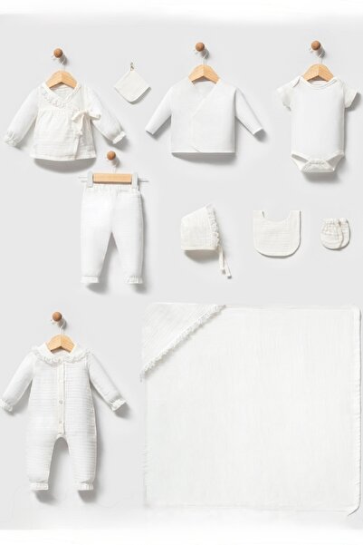 Cherub Baby Fistolu Muslin Newborn Baby Girl 10 Piece Hospital Release Bodysuit Set Baby Outfit