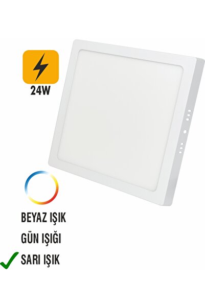 No-vo 24W Led Panel - Sarı Işık (3000K) - Beyaz Kasa - Kare - Sıva Üstü