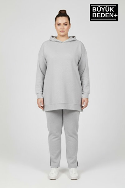 Superlife Plus Size Hooded Tunic Sweatshirt Spr26Btk991
