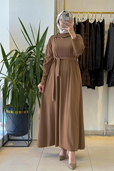 MissWhence 38803 Zipper Detailed Dress Camel