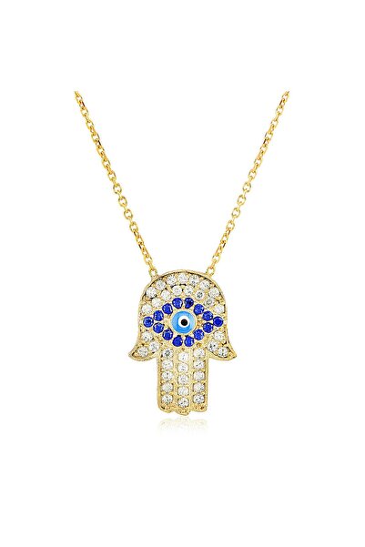 Emiliano Jewellery Zirkon Taşlı Altın Kaplama Ortası Mineli Göz Desenli Fatma...